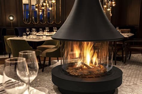 Ortal Modern Fireplace Graces Restaurant at Landmark Ski Hotel in Quebec