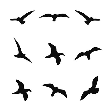 Flying Bird Silhouette Icons Set 2209398 Vector Art at Vecteezy