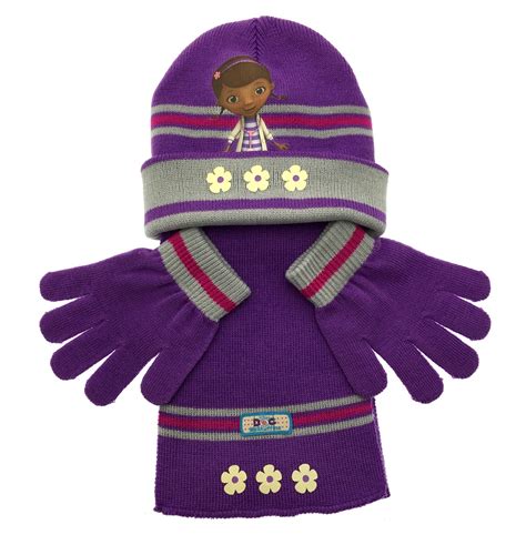 Girls Character Hat Scarf And Gloves 3 Piece Set Kids Warm Winter Size ...