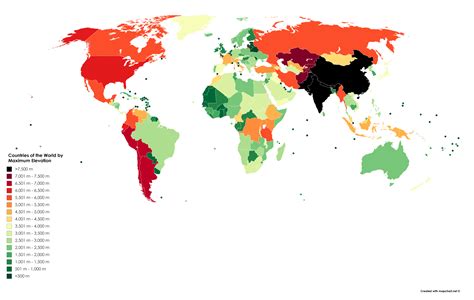 Countries of the World by Maximum Elevation : r/MapPorn