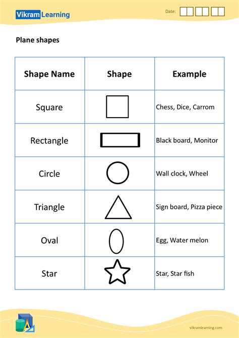 Download plane shapes worksheets | vikramlearning.com