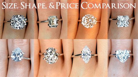 Engagement Ring Diamond Size Comparisons for All Shapes: Oval, Round, Pr... | Engagement ring ...