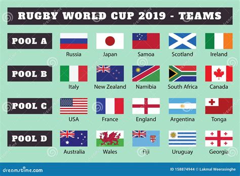 Rugby World Cup 2019-Teams. Countries Flags Stock Vector - Illustration ...