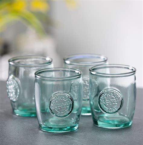 Vintage Style 400ml Authentic Recycled Glass Tumblers - Set of 4 – Purity