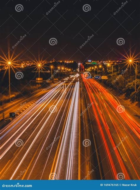 Night Road and Freeway with Cars Stock Image - Image of bell, bridge: 169476165