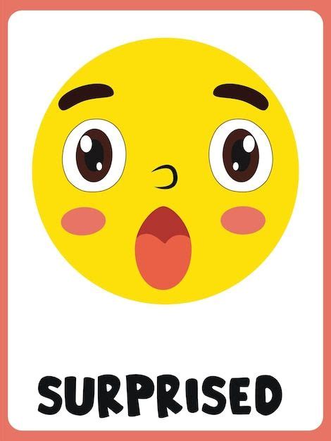 Premium Vector | Surprised face clipart flashcard | Emotions preschool ...