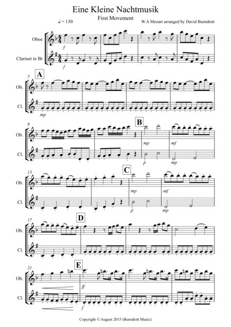 Eine Kleine Nachtmusik (first movement) for Oboe and Clarinet Duet ...