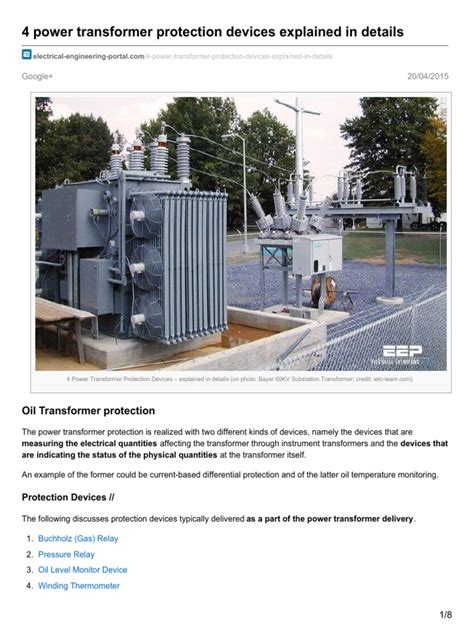 4 Power Transformer Protection Devices Explained in Details | Transformer | Thermometer