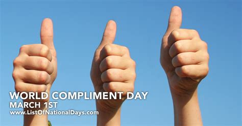 WORLD COMPLIMENT DAY - List Of National Days