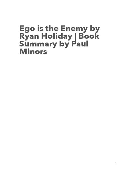 Ego is the Enemy PDF | Narrative | Reason