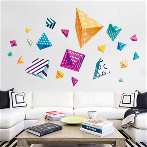 Colorful Geometry Wall Stickers Home Decor Living Room Bedroom Wall Art ...