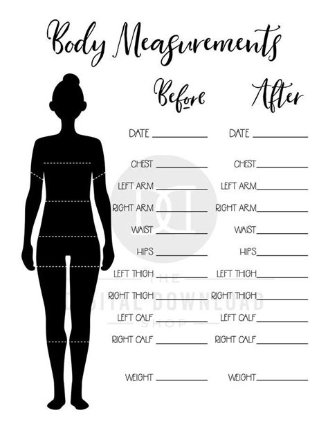 2 body measurement tracker printables for bullet journals and other ...