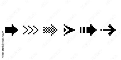 Vetor de Image of pixel arrows. 8 bit pixel arrows in vector illustration. doodle abstract arrow ...