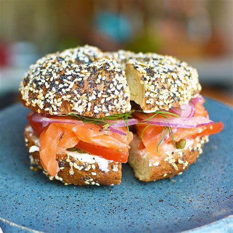 The Lox - toasted everything bagel, house cured lox, cream cheese ...