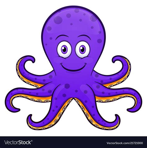 Octopus cartoon purple design vector image on | Arte dos peixes, Fundo ...