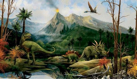 Dinosaur Jurassic Volcano Landscape Large Accent Wall Mural | Large wall murals, Childrens wall ...