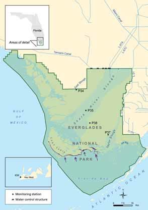 Map of Everglades National Park showing the location of hydrologic... | Download Scientific Diagram