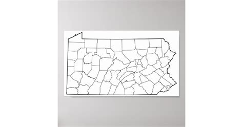 Pennsylvania Counties Blank Outline Map Poster | Zazzle