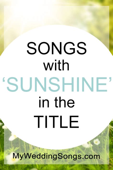 Sunshine Songs List - Songs With Sunshine in the Title