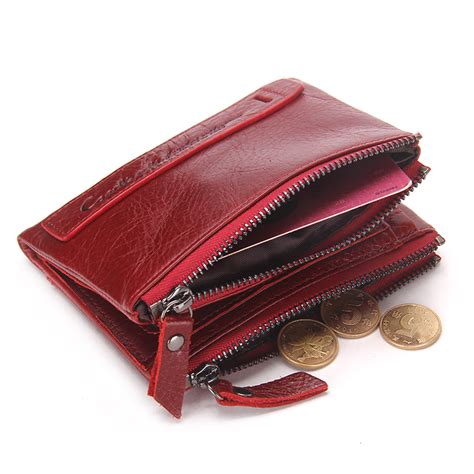 2017 Fashion Genuine Leather Women Wallet Bifold Wallets ID Card Holder Coin Purse With Double ...