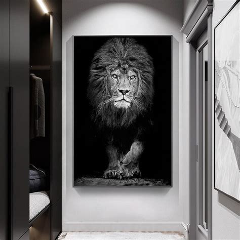 Black and White Lion Canvas Printblack and White Lion Canvas - Etsy