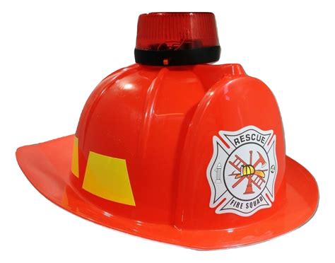 Child Kids Fire Chief Fireman Fighter Helmet Red Hat With Siren Light ...