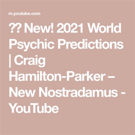 ️ 2021 World Psychic Predictions | Craig Hamilton-Parker – New ...