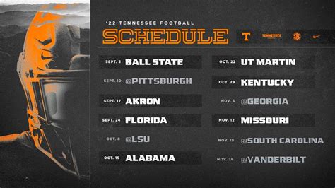 2022 Tennessee Football Schedule Unveiled