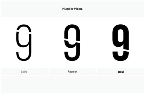Premium Vector | Number 9 icon light regular and bold style design ...