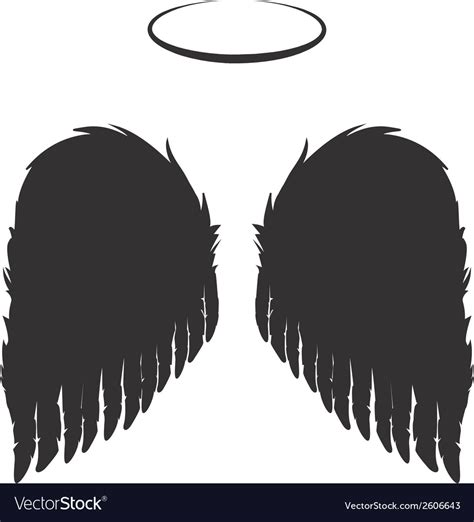 Black Angel Wings and Halo Royalty Free Vector Image