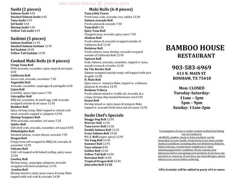 Online Menu of Bamboo House Restaurant, Bonham, Texas, 75418 - Zmenu