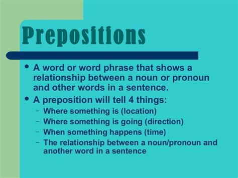 Prepositions For Grade 6