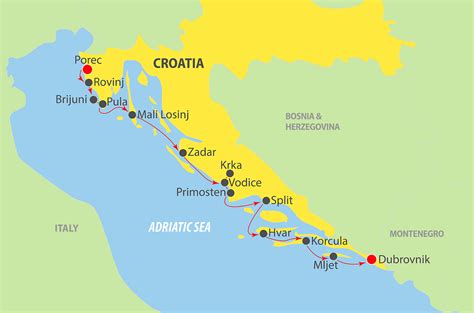 Map Of Croatian Coast - Dalmatian Coast & Montenegro Sailing in Croatia, Europe ... - Richardson ...