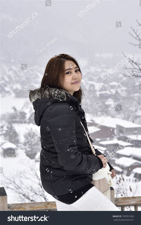 Woman Snow Background Nature Shirakawagojapan Stock Photo 797051938 | Shutterstock