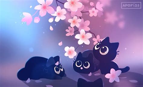 hanami ( live wallpaper ) by Apofiss on DeviantArt | Cute art, Cute drawings, Cute animal drawings