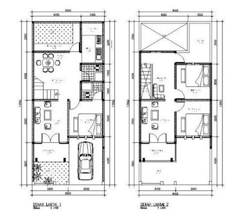 Contoh Gambar Denah Rumah 2 Lantai Autocad Dwg Lengkap Beserta ...