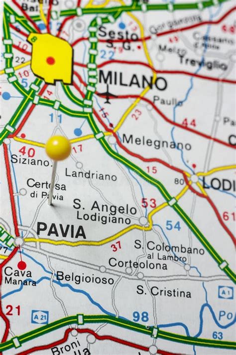 Pavia Pinned on a Map of Italy Stock Image - Image of orientation, geography: 105734103