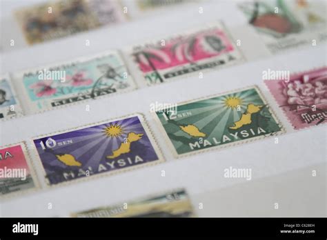 Malaysia stamp stamp collection Stock Photo - Alamy