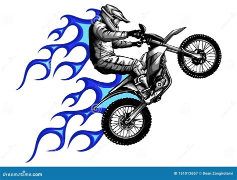 Motorcycle with Fire and Flames Vector Illustration Stock Vector - Illustration of adventure ...