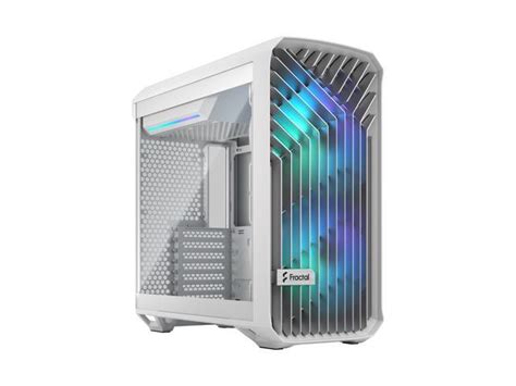 Fractal Design Torrent Compact RGB White TG Clear Tempered Glass High-Airflow ATX Computer Case ...