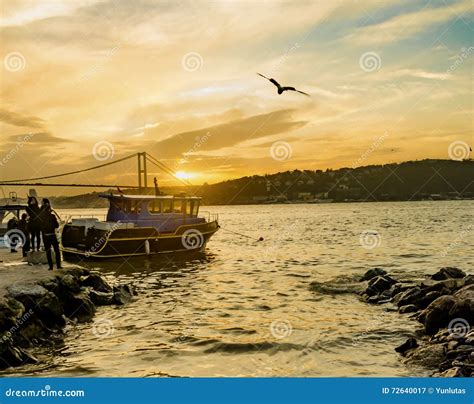 Istanbul Bosphorus Sunset Coast Editorial Photography - Image of natural, shelter: 72640017