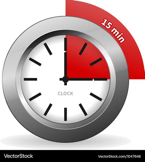 Clock 15 minutes to go Royalty Free Vector Image