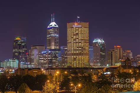 Indianapolis Night Skyline Echo Photograph by David Haskett