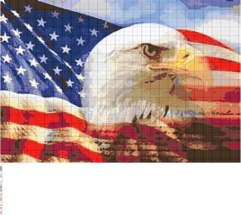 Eagle & USA Flag Cross Stitch Graph, American Flag Cross Stitch Pattern ...