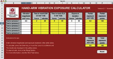 is a screen shot from the web, where the HSE's Hand-arm Vibration ...