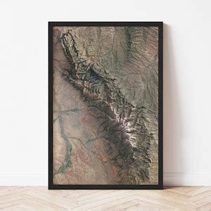 Bighorn Mountains Map Satellite Imagery Stylized With Shaded - Etsy