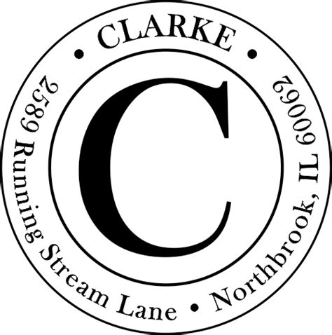 Clarke Large Initial Round Address Stamp - Simply Stamps