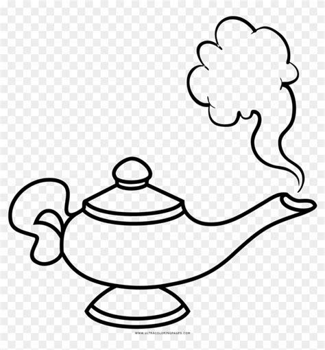 Genie Lamp Coloring Page - Aladdin Lamp Clip Art Black And White, HD Png Download - 1000x1000 ...