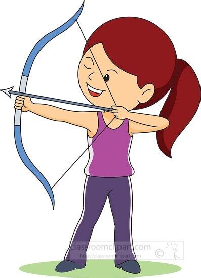 Archery Clipart-girl aiming with bow and arrow archery clipart