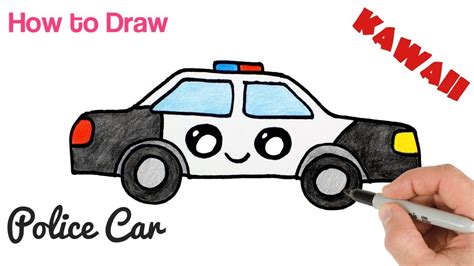 Kids Easy Police Car Drawing - Police Coloring Cars Mustang Drawing ...